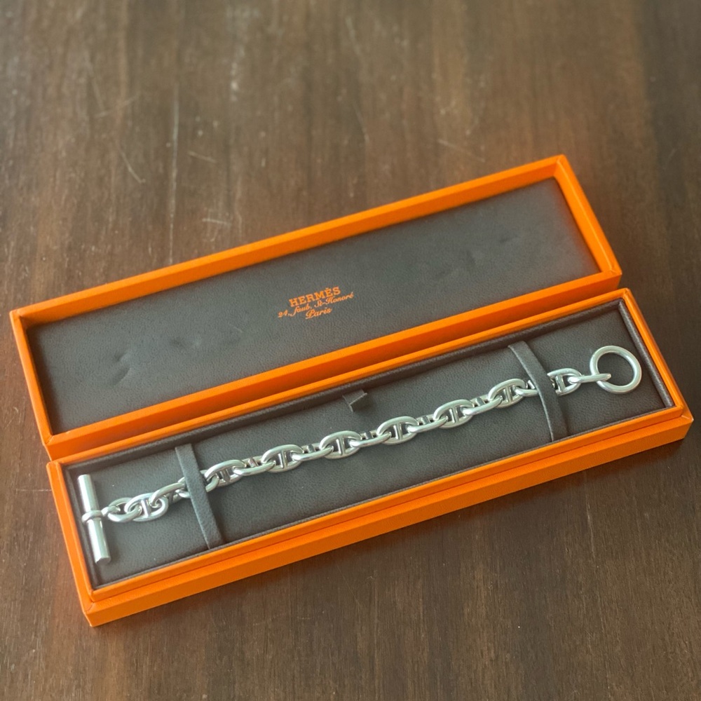 HERMES CABIN D’ ANCRE LARGE MODEL STERLING SILVER CHUNKY BRACELET